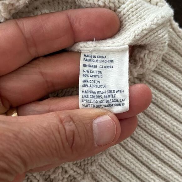 American Eagle All Around Cableknit Sweater Size Medium Boxy Fisherman Mock Neck - Picture 5 of 10